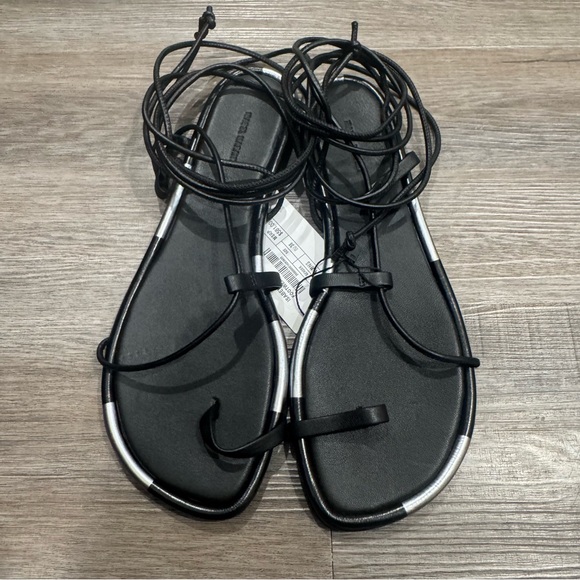 Isabel Marant Shoes - Isabel Marant Jeiro Black Leather Lace Up Wrap Around Strap Sandals